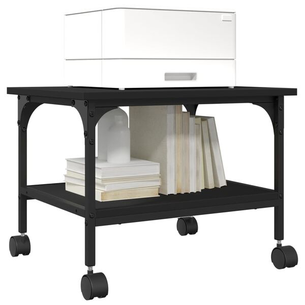 vidaXL Βάση Εκτυπωτή 2 Επιπέδων Μαύρη 50x40x38 εκ. Επεξεργασμένο Ξύλο