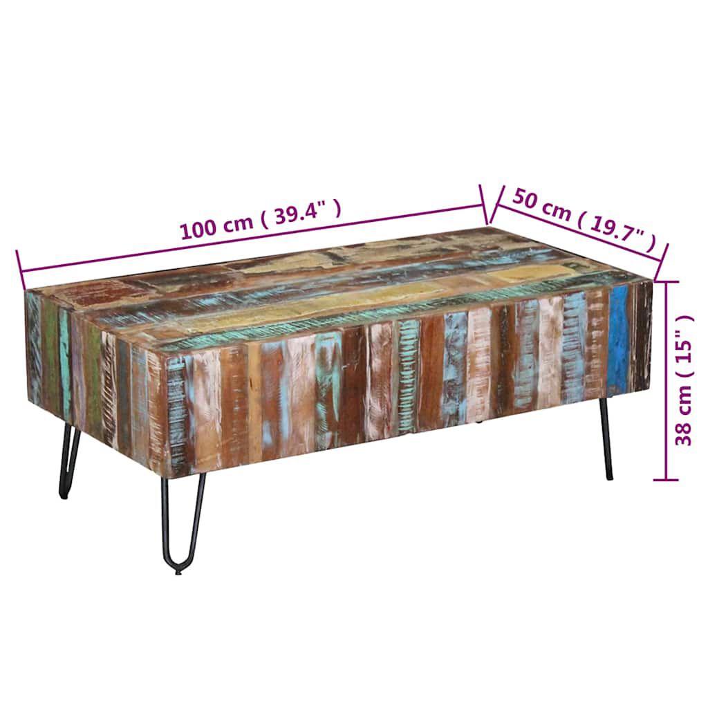 vidaXL Τραπεζάκι Σαλονιού 100x50x38 εκ. από Μασίφ Ανακυκλωμένο Ξύλο
