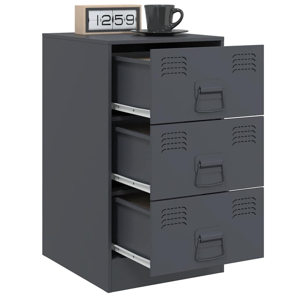 vidaXL Κομοδίνο Ανθρακί 34,5x39x62 εκ. από Χάλυβα