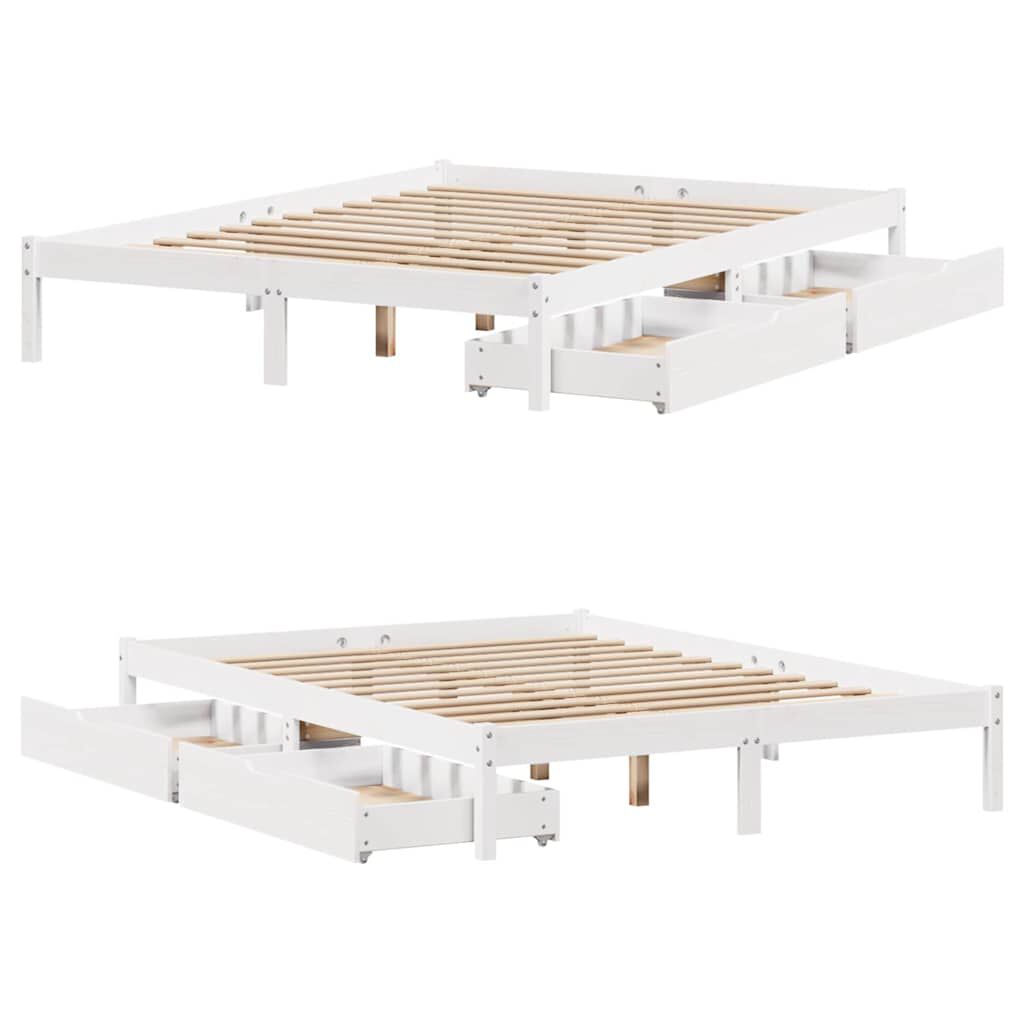 vidaXL Σκελετός Κρεβ. Χωρίς Στρώμα Λευκό 135x190 εκ Μασίφ Πεύκο
