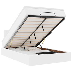 vidaXL Οθωμανικό κρεβάτι με στρώματα & LEDs Καθαρό λευκό Faux Leather