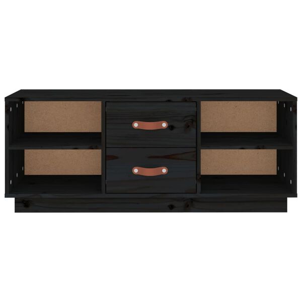 vidaXL Έπιπλο Τηλεόρασης Μαύρο 100 x 34 x 40 εκ. από Μασίφ Ξύλο Πεύκου