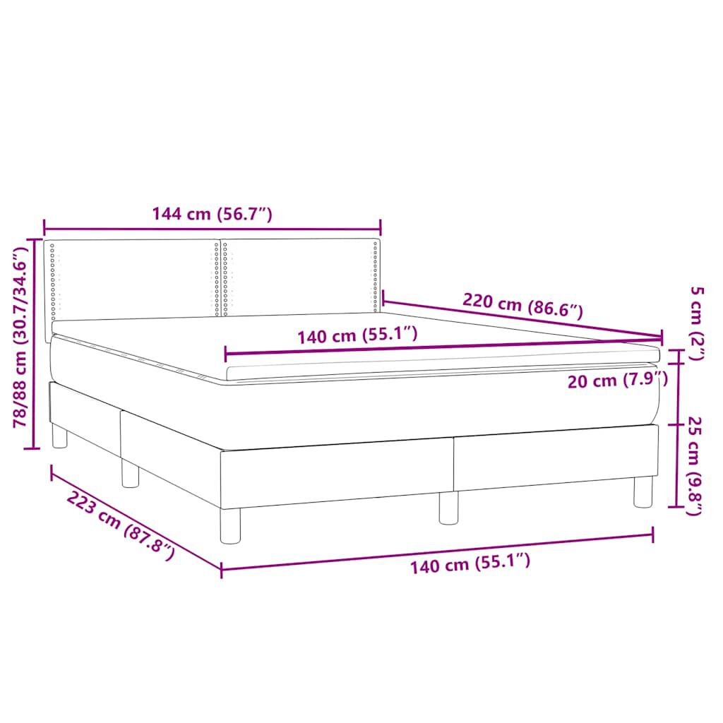 vidaXL Box Spring Κρεβάτι με στρώμα Σκούρο πράσινο 140x220cm Βελούδινο