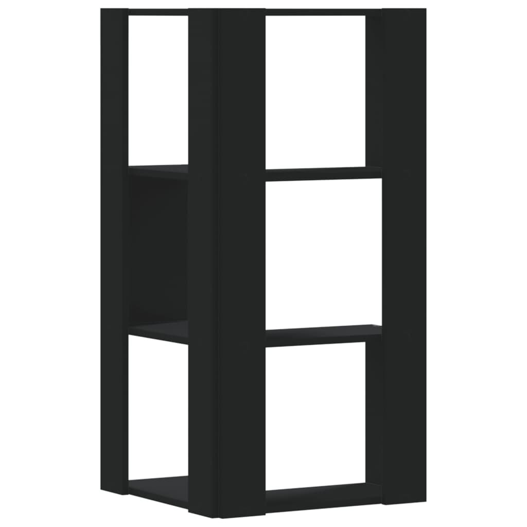 vidaXL Βιβλιοθήκη Γωνιακή 3 Επ. Μαύρο 50x50x102εκ Επεξ. Ξύλο