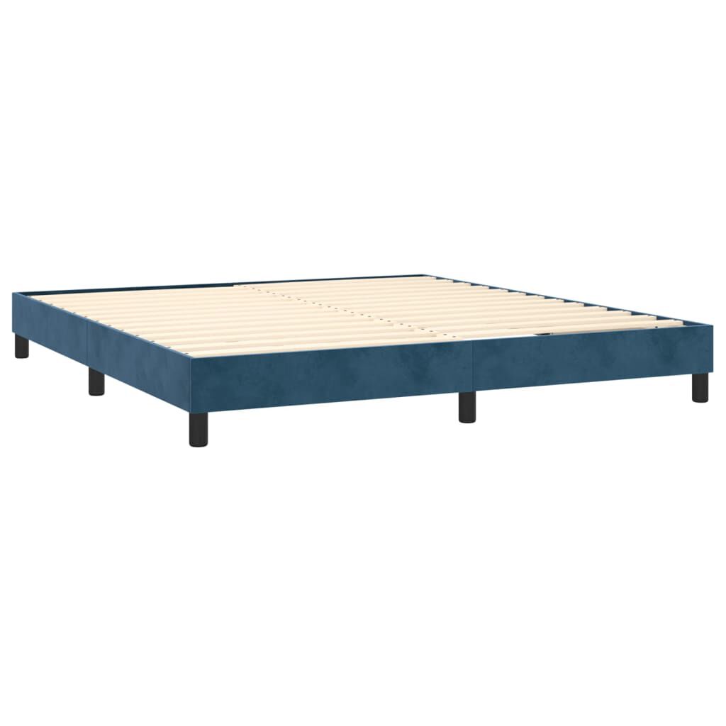 vidaXL Κρεβάτι Boxspring με Στρώμα & LED Σκ. Μπλε 180x200εκ. Βελούδινο
