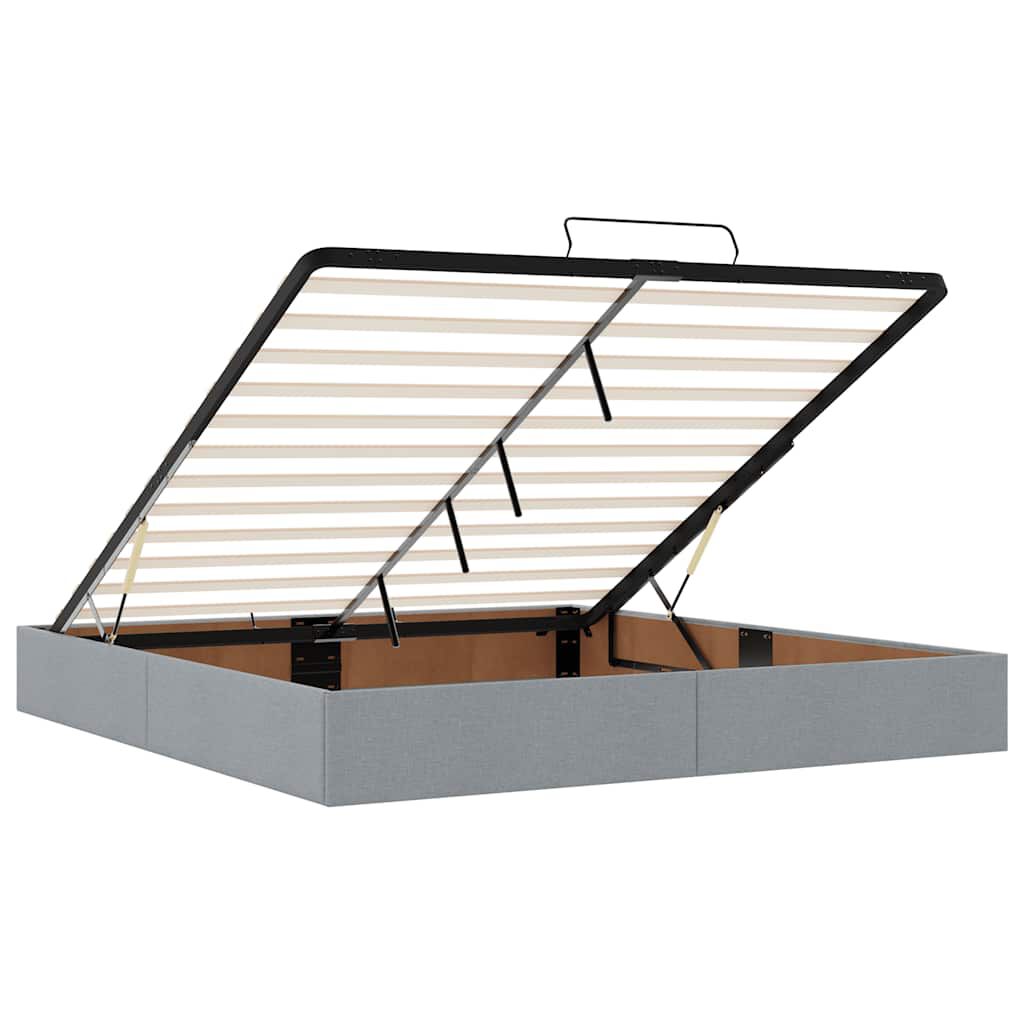 vidaXL Οθωμανικό κρεβάτι με στρώματα & LEDs Ανοιχτό γκρι ύφασμα