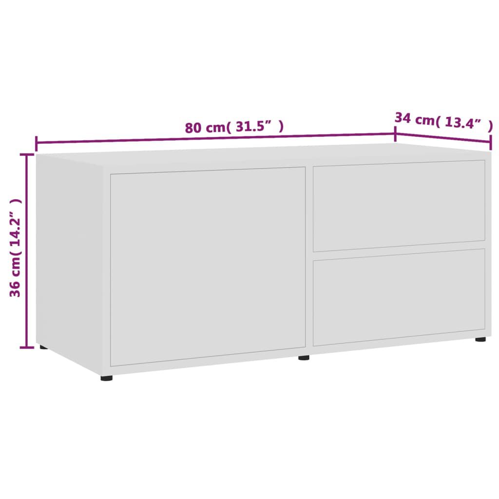 vidaXL Έπιπλο Τηλεόρασης Λευκό 80 x 34 x 36 εκ. από Επεξ. Ξύλο