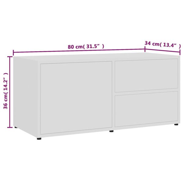 vidaXL Έπιπλο Τηλεόρασης Λευκό 80 x 34 x 36 εκ. από Επεξ. Ξύλο
