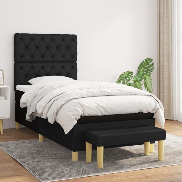vidaXL &Kappa;&rho;&epsilon;&beta;ά&tau;&iota; Boxspring &mu;&epsilon; &Sigma;&tau;&rho;ώ&mu;&alpha; &Mu;&alpha;ύ&rho;&omicron; 80 x 200 &epsilon;&kappa;. &Upsilon;&phi;&alpha;&sigma;&mu;ά&tau;&iota;&nu;&omicron;