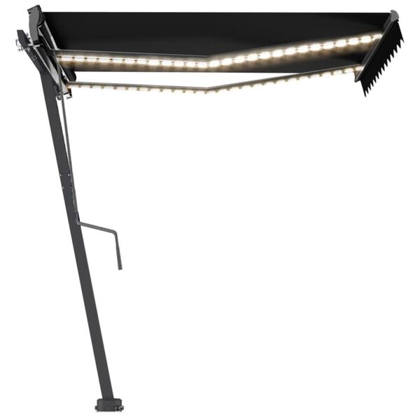 vidaXL Τέντα Συρόμενη Χειροκίνητη με LED Ανθρακί 300 x 250 εκ.
