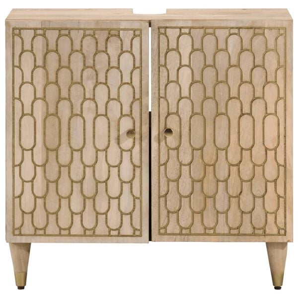 vidaXL Ντουλάπι Μπάνιου 62 x 33 x 58 εκ. από Μασίφ Ξύλο Μάνγκο