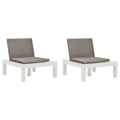 vidaXL Καρέκλες Κήπου 2 τεμ. Λευκές Πλαστικές με Μαξιλάρια