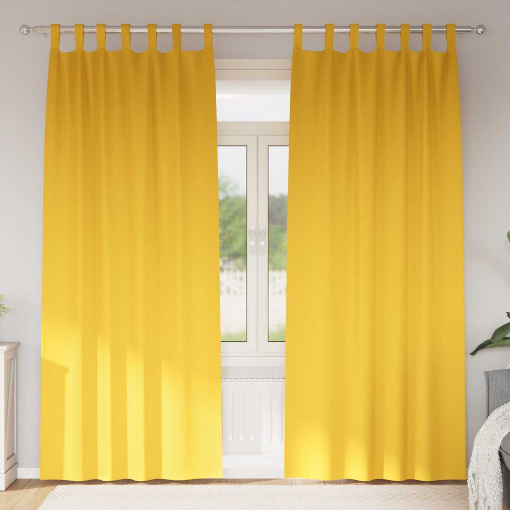 vidaXL Κουρτίνες 2 pcs κίτρινο μουσταρδί 260 x 140 εκ. Πολυεστέρας