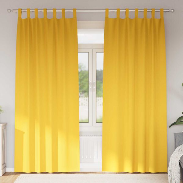 vidaXL Κουρτίνες 2 pcs κίτρινο μουσταρδί 260 x 140 εκ. Πολυεστέρας