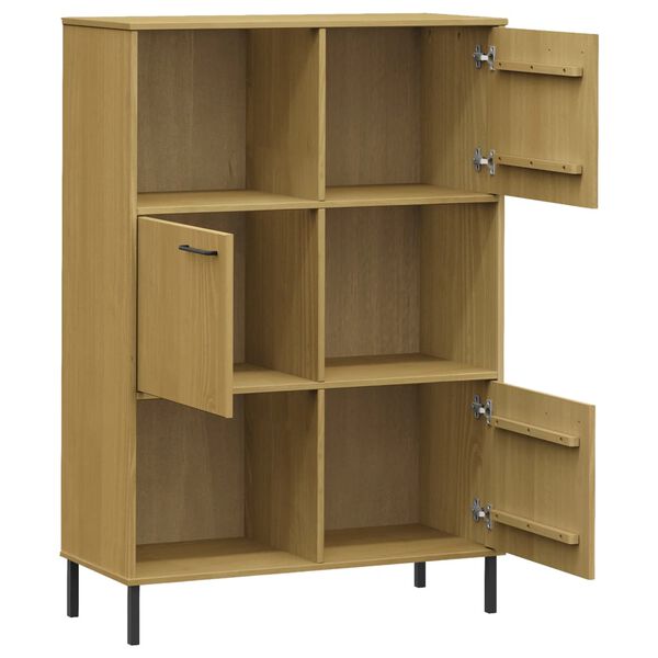 vidaXL Βιβλιοθήκη OSLO Καφέ 90x35x128,5 εκ. Μασίφ Ξύλο με Μετ. Πόδια