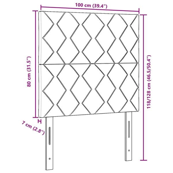 vidaXL LED Κεφαλάρι με Σχέδιο Διαμαντιών, Μαύρο, 100 cm, Βελούδινο