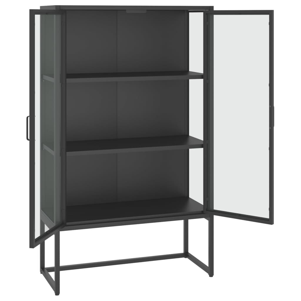 vidaXL Μπουφές Ανθρακί 80 x 35 x 135 εκ. από Ατσάλι και Ψημένο Γυαλί