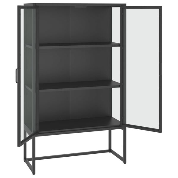 vidaXL Μπουφές Ανθρακί 80 x 35 x 135 εκ. από Ατσάλι και Ψημένο Γυαλί