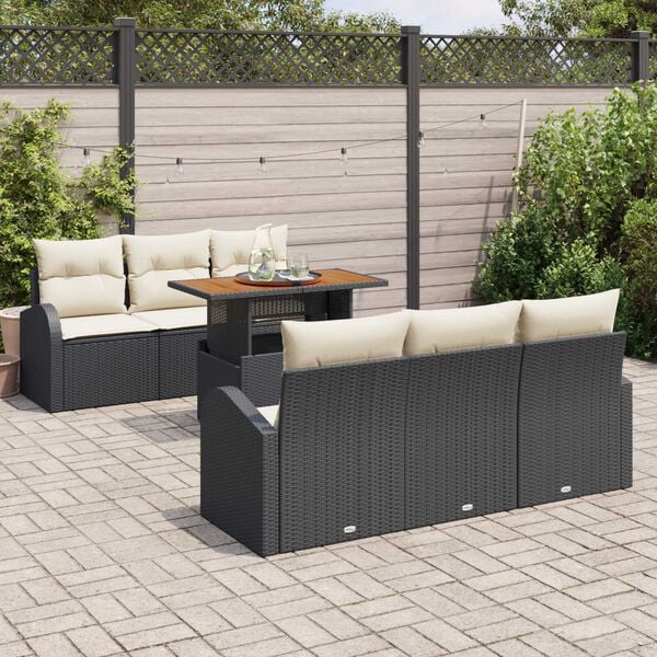 vidaXL Σετ Καναπέ Κήπου με αποθήκευση 7 pcs Μαύρο Πολυ ράταν