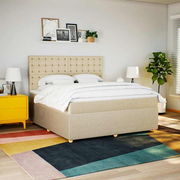 vidaXL &Kappa;&rho;&epsilon;&beta;ά&tau;&iota; Boxspring &mu;&epsilon; &Sigma;&tau;&rho;ώ&mu;&alpha; &Kappa;&rho;&epsilon;&mu; 180x200 &epsilon;&kappa;. &Upsilon;&phi;&alpha;&sigma;&mu;ά&tau;&iota;&nu;&omicron;