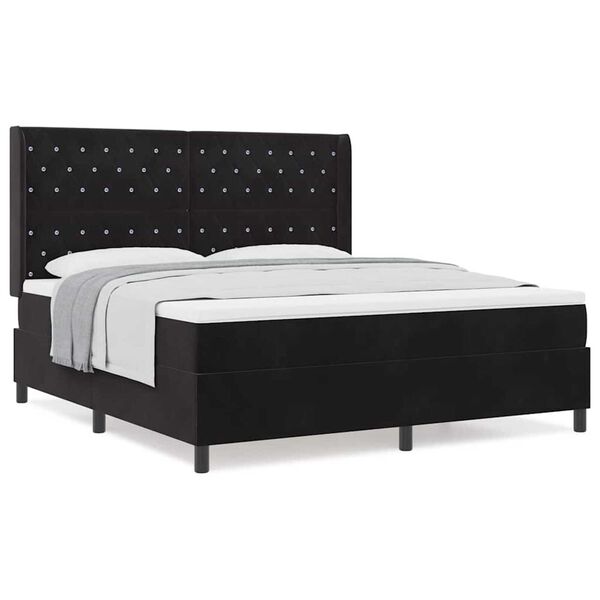vidaXL Κρεβάτι με ελατήρια με κεφαλάρι Μαύρο 180 x 200 cm Βελούδο
