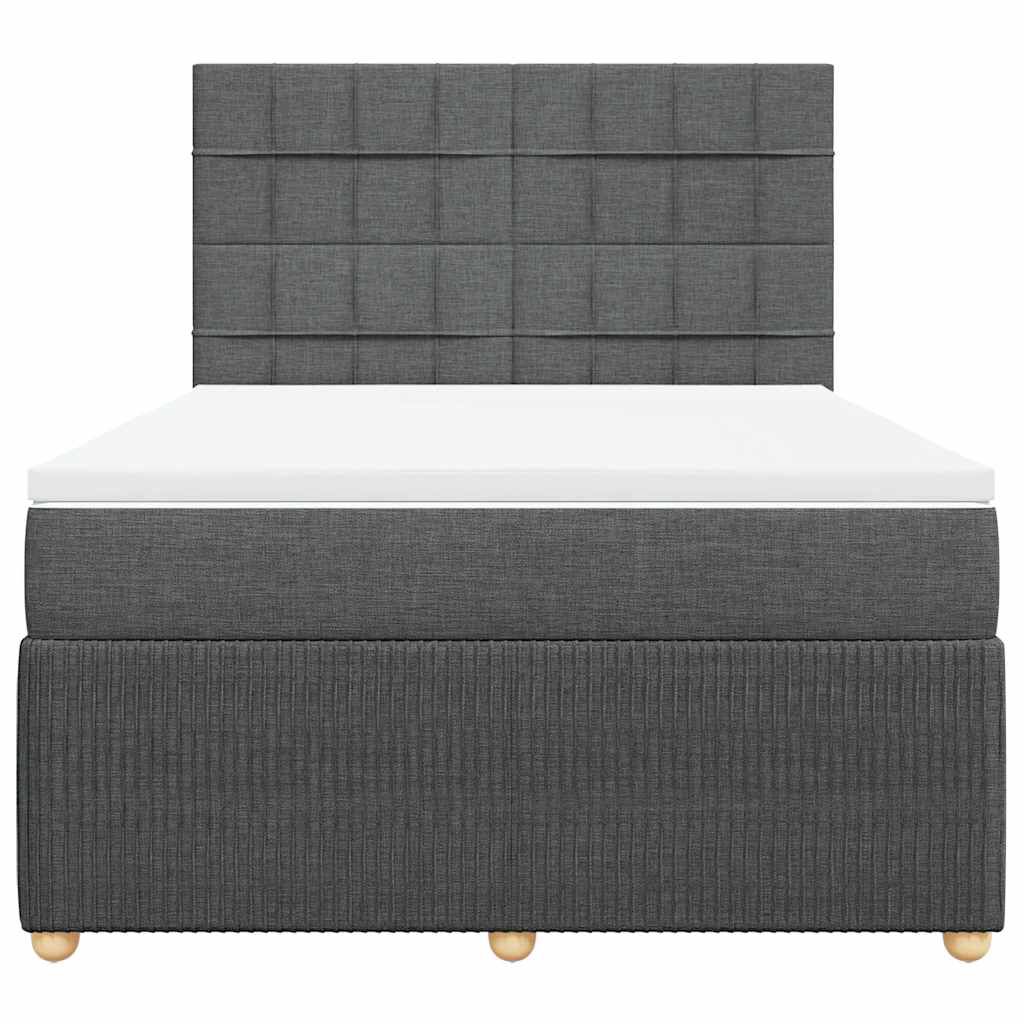 vidaXL Κρεβάτι Boxspring με Στρώμα Σκούρο Γκρι 140x190 εκ. Υφασμάτινο
