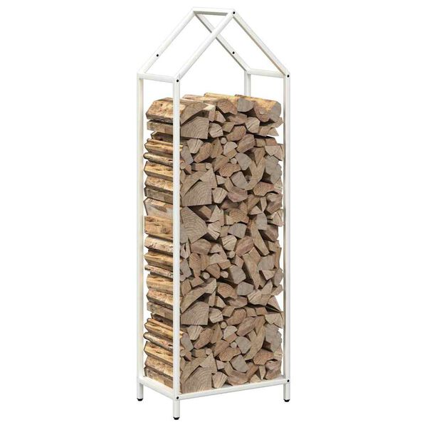vidaXL Ράφι για καυσόξυλα Λευκό 40x25x120 cm Ατσάλι ψυχρής έλασης