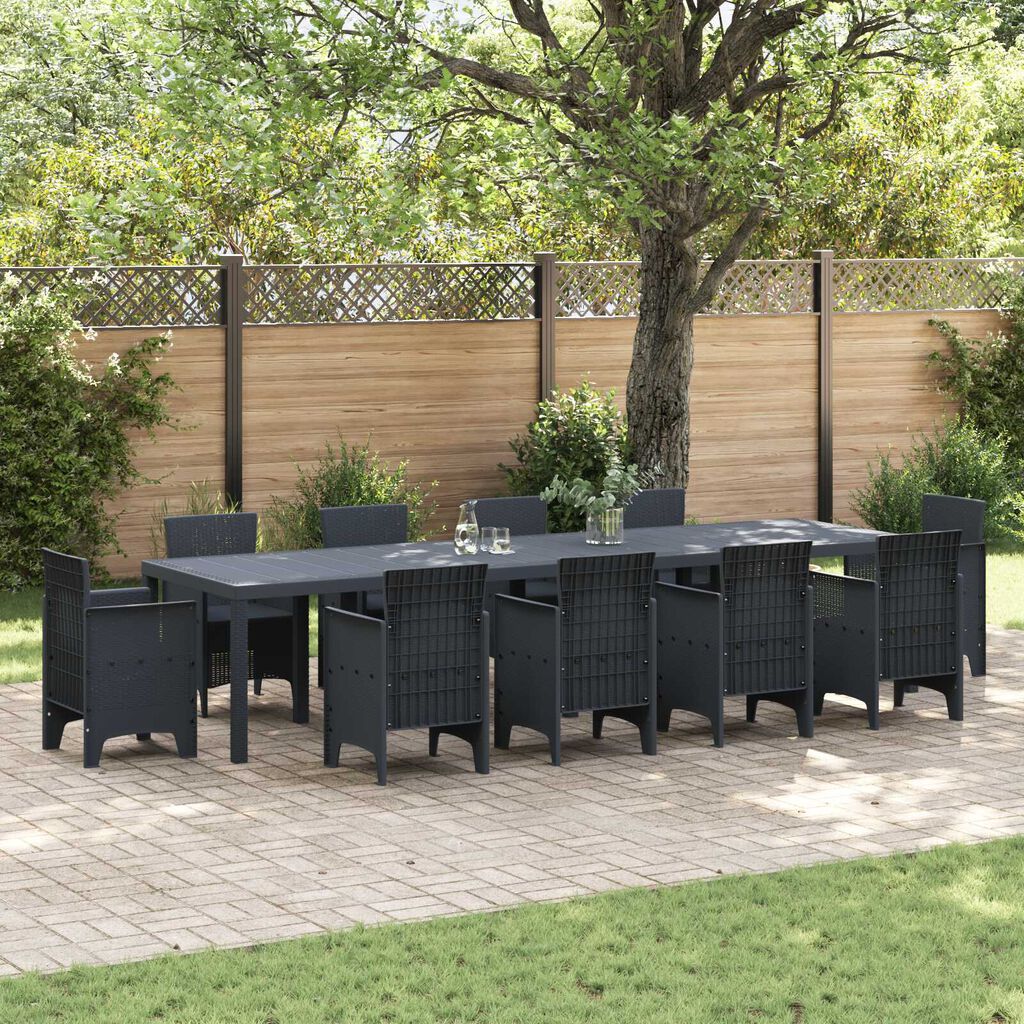 vidaXL Τραπέζι Κήπου Ανθρακί 350x100x73 εκ. Πολυ Ράτταν
