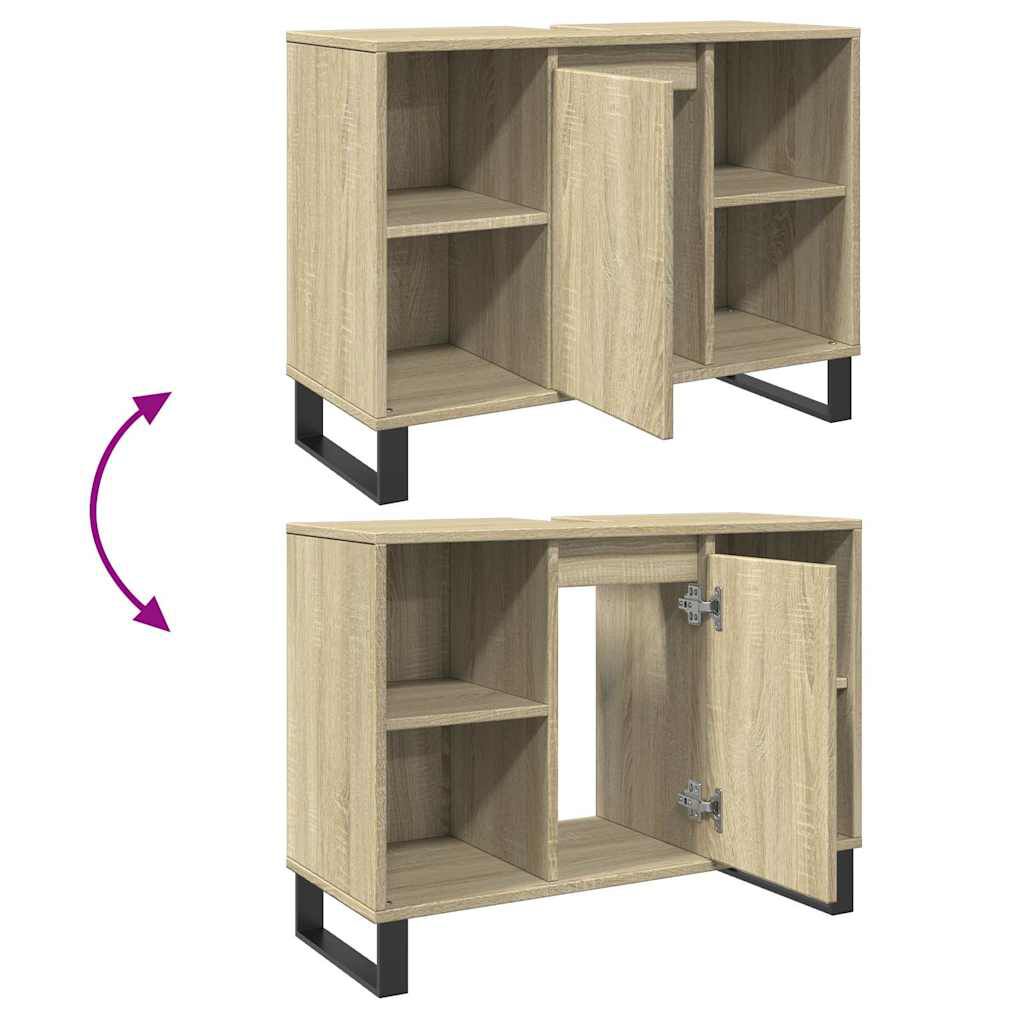 vidaXL Ντουλάπι Μπάνιου Sonoma Δρυς 80 x 33 x 60 εκ. από Επεξεργ. Ξύλο