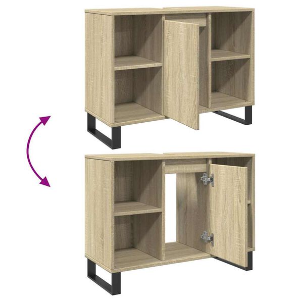 vidaXL Ντουλάπι Μπάνιου Sonoma Δρυς 80 x 33 x 60 εκ. από Επεξεργ. Ξύλο