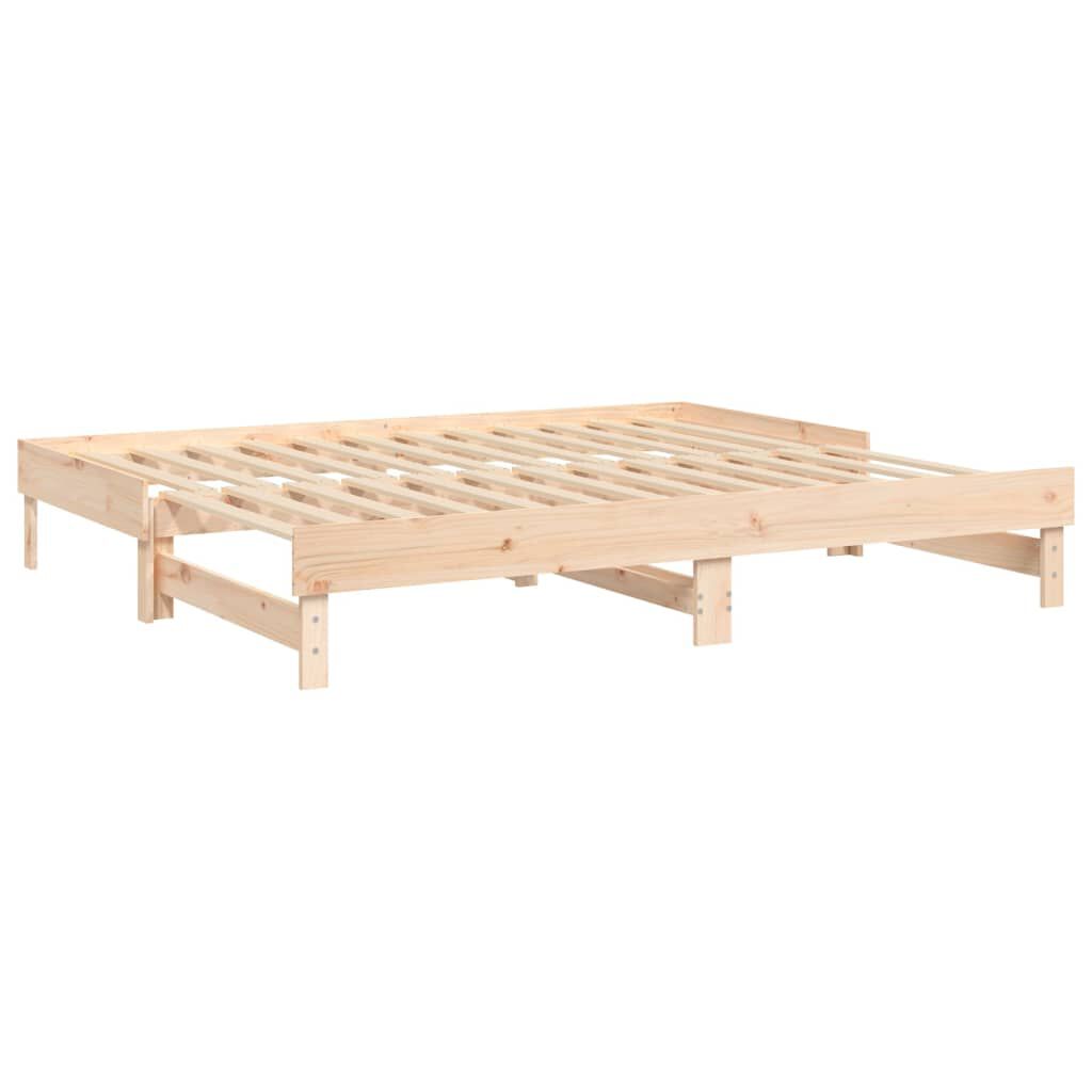 vidaXL Καναπές Κρεβάτι Συρόμενος 2x(80x200) εκ. από Μασίφ Ξύλο Πεύκου