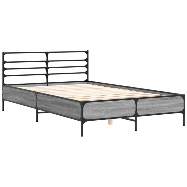 vidaXL Πλαίσιο Κρεβατιού Γκρι Sonoma 140x200 εκ. Επεξ. Ξύλο & Μέταλλο