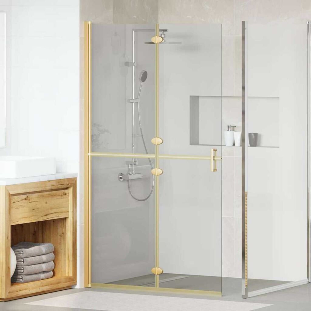 vidaXL Τοίχος ντους Walk-in Άλλο Χρυσό και διαφανές 110 x 190 cm