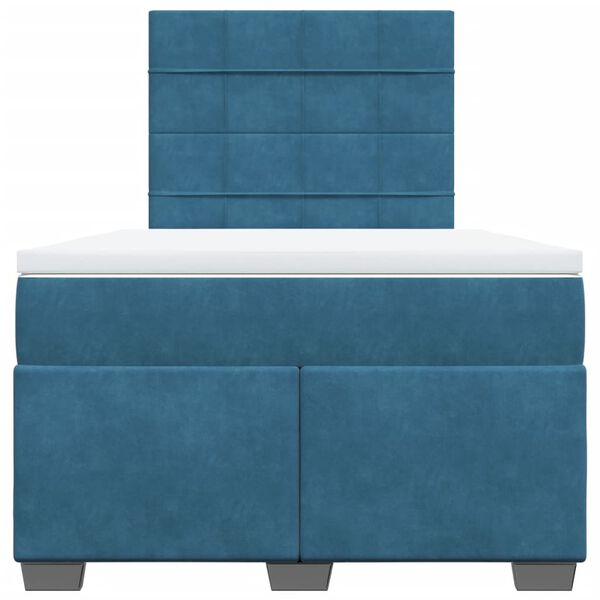 vidaXL Κρεβάτι Boxspring με Στρώμα Μπλε 120x200 εκ. Βελούδινο