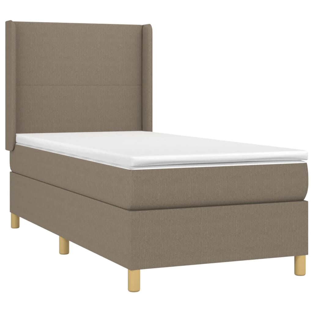 vidaXL Κρεβάτι Boxspring με Στρώμα Taupe 90x190 εκ.Υφασμάτινο