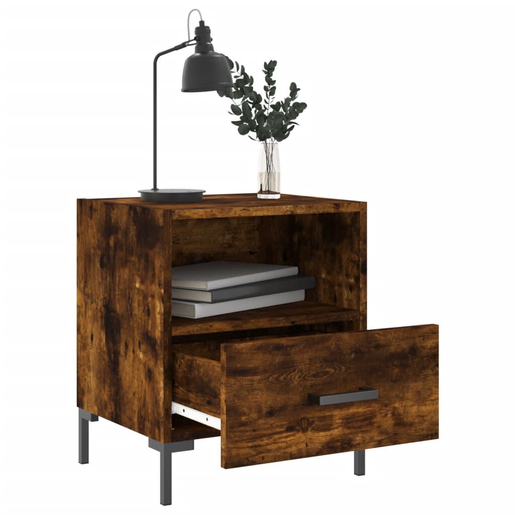 vidaXL Κομοδίνο Καπνιστή Δρυς 40 x 35 x 47,5 εκ. από Επεξεργ. Ξύλο