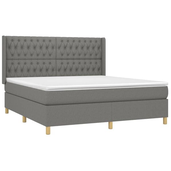 vidaXL &Kappa;&rho;&epsilon;&beta;ά&tau;&iota; Boxspring &mu;&epsilon; &Sigma;&tau;&rho;ώ&mu;&alpha; & LED &Sigma;&kappa;.&Gamma;&kappa;&rho;&iota; 180x200 &epsilon;&kappa; &Upsilon;&phi;&alpha;&sigma;&mu;ά&tau;&iota;&nu;&omicron;
