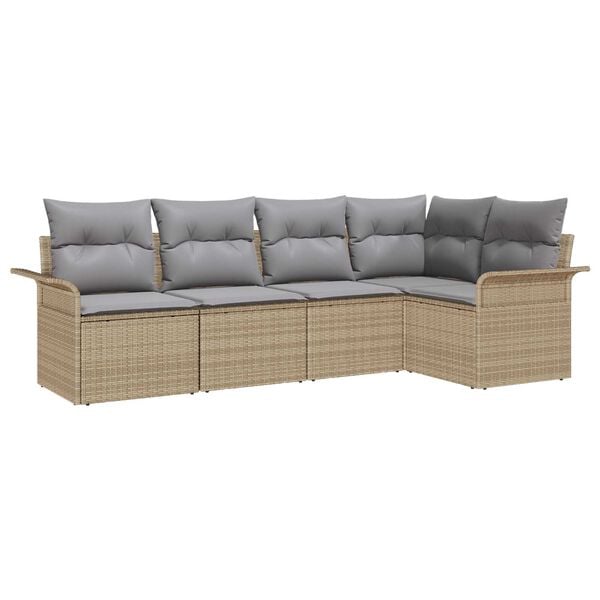 vidaXL Σετ Καναπέ Κήπου 5 pcs 242.5 x 132.5 x 85 εκ. Πολυ ράταν