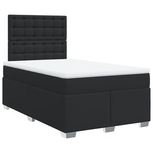 vidaXL Κρεβάτι Boxspring με Στρώμα Μαύρο 120 x 200 εκ. Συνθετικό Δέρμα