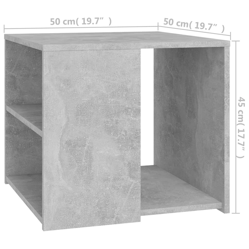vidaXL Τραπέζι Βοηθητικό Γκρι Σκυροδέματος 50x50x45 εκ. Επεξ. Ξύλο
