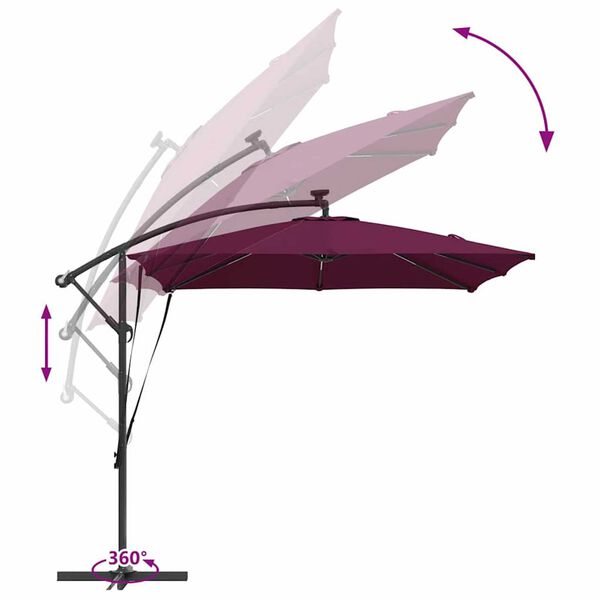 vidaXL Ομπρέλα Cantilever Banana Μπορντό 249 x 249 x 250 εκ.