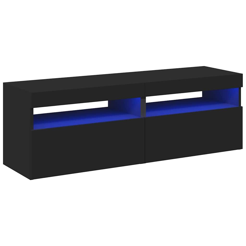 vidaXL Έπιπλα Τηλεόρασης με LED 2 τεμ. Μαύρα 60 x 35 x 40 εκ.