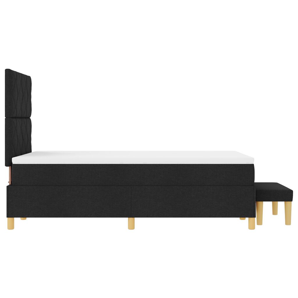 vidaXL Κρεβάτι Box Spring με Στρώμα & Πάγκο Μαύρο 120x190 εκ Ύφασμα