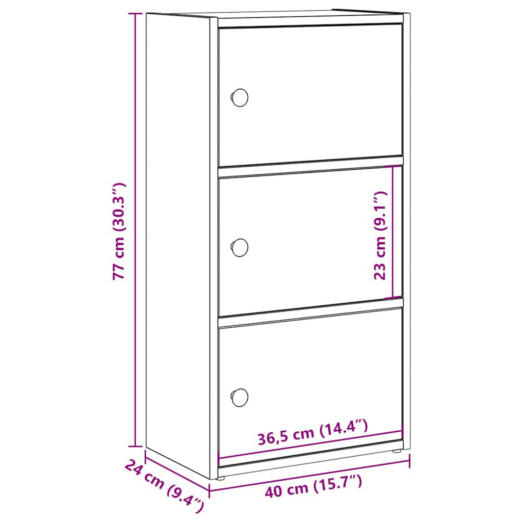 vidaXL Βιβλιοθήκη Λευκή 40x24x77 εκ. από Επεξεργασμένο Ξύλο