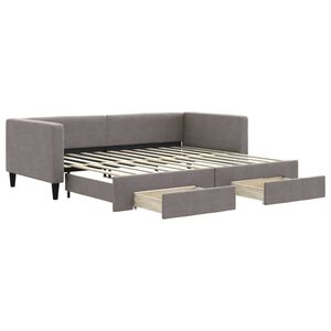 vidaXL Καναπές Κρεβάτι Συρόμενος Taupe 90x200 εκ. Ύφασμα & Συρτάρια