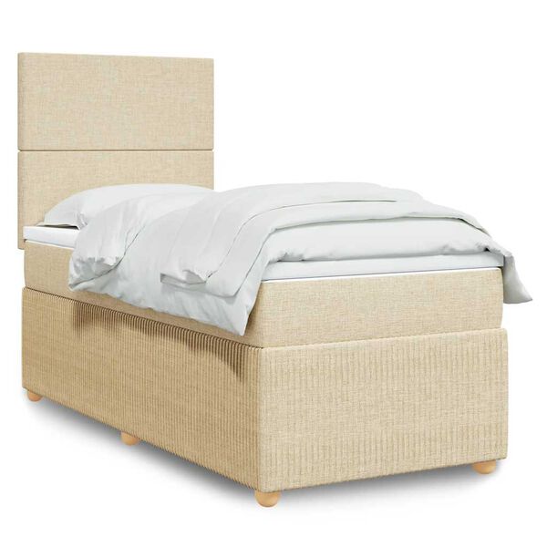 vidaXL &Kappa;&rho;&epsilon;&beta;ά&tau;&iota; Boxspring &mu;&epsilon; &Sigma;&tau;&rho;ώ&mu;&alpha; &Kappa;&rho;&epsilon;&mu; 90x190 &epsilon;&kappa;.&Upsilon;&phi;&alpha;&sigma;&mu;ά&tau;&iota;&nu;&omicron;