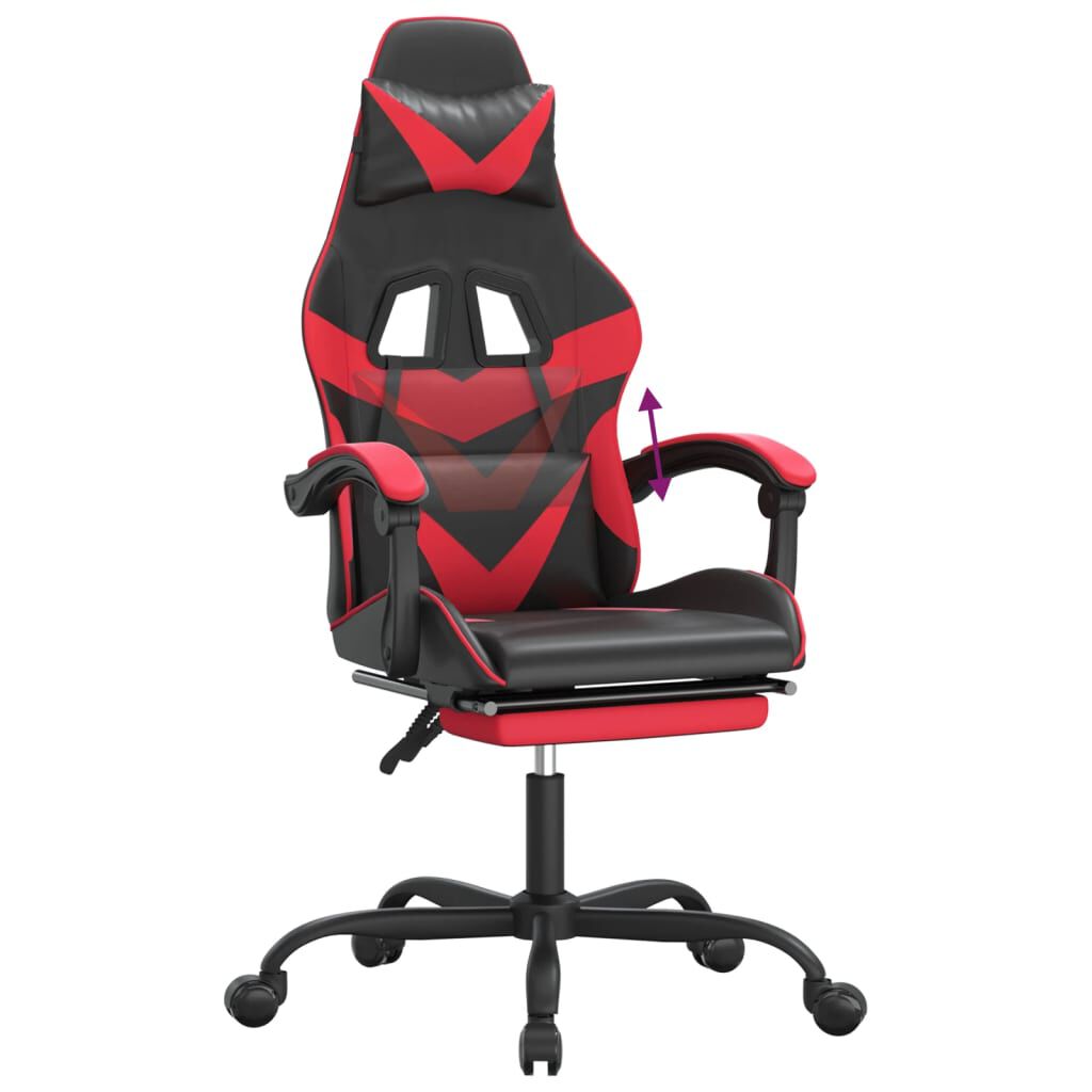 vidaXL Καρέκλα Gaming Μασάζ Υποπόδιο Μαύρο/Κόκκινο από Συνθετικό Δέρμα