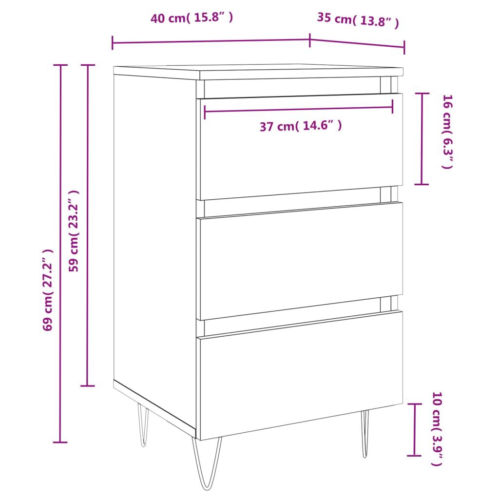 vidaXL Κομοδίνο Γκρι Sonoma 40 x 35 x 69 εκ. από Επεξεργασμένο Ξύλο