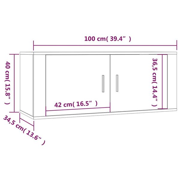 vidaXL Έπιπλα Τηλεόρασης Επιτοίχια 2 τεμ. Γκρι Sonoma 100x34,5x40 εκ.