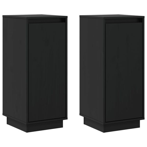 vidaXL Ντουλάπια 2 τεμ. Μαύρα 31,5 x 34 x 75 εκ. από Μασίφ Ξύλο Πεύκου